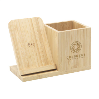 Logotrade promotional merchandise picture of: Bamboo Boss 15W charger/pen holder
