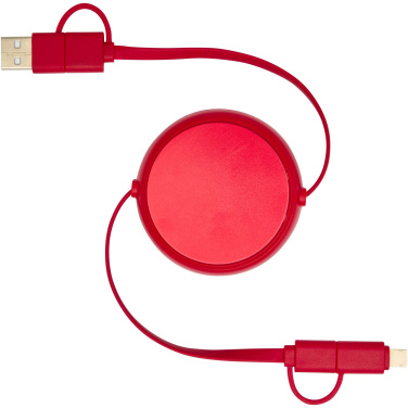Logotrade advertising products photo of: Alasia 5-in-1 100 cm recycled plastic and aluminium retractable data sync and 45W fast charge cable