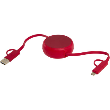 Logotrade corporate gifts photo of: Alasia 5-in-1 100 cm recycled plastic and aluminium retractable data sync and 45W fast charge cable