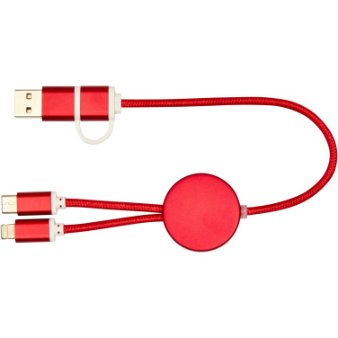 Logotrade promotional giveaway image of: Alasia 5-in-1 recycled aluminium and plastic 30 cm data sync and 27W fast charge cable