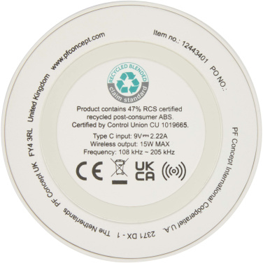 Logotrade promotional giveaway image of: Freal 15W recycled plastic wireless charging pad