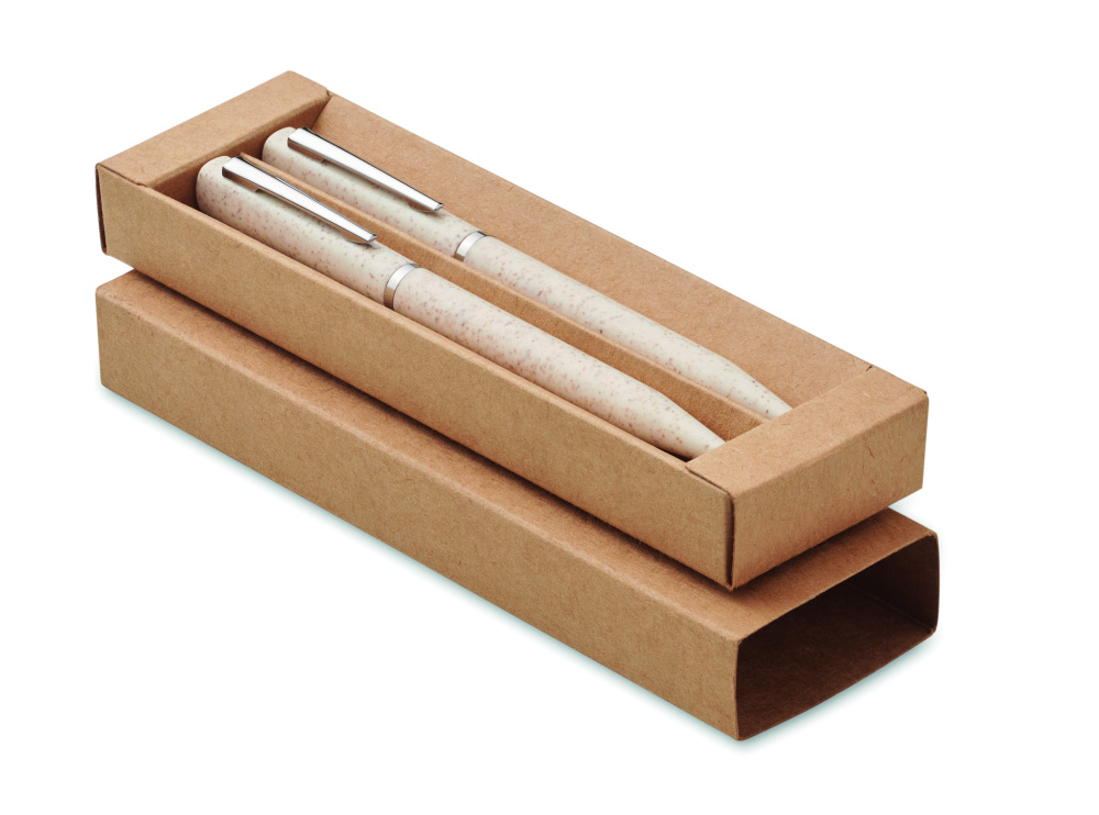 Logotrade business gift image of: Wheat straw/ABS twist pen set
