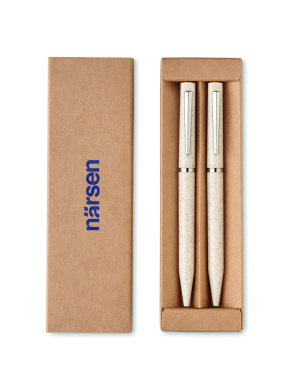 Logotrade promotional merchandise picture of: Wheat straw/ABS twist pen set