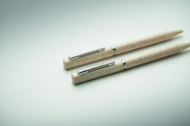 Logo trade corporate gifts image of: Wheat straw/ABS twist pen set