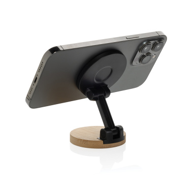 Logotrade promotional item picture of: Magmount RCS recycled plastic and bamboo phone stand