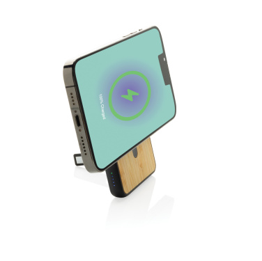 Logo trade advertising products picture of: Zen RCS rplastic 5000 mah 5W magnetic bamboo powerbank