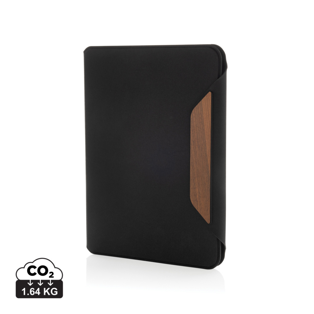 Logo trade advertising product photo of: Teri AWARE™ RPET and walnut A5 portfolio