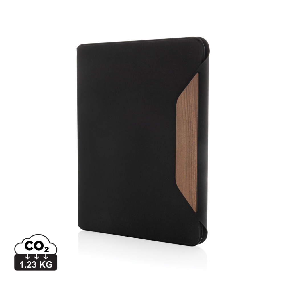 Logo trade promotional giveaways image of: Teri AWARE™ RPET and walnut A4 portfolio