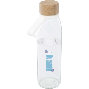 Logo trade promotional gifts picture of: Porto 500 ml glass water bottle with silicone handle and bamboo lid