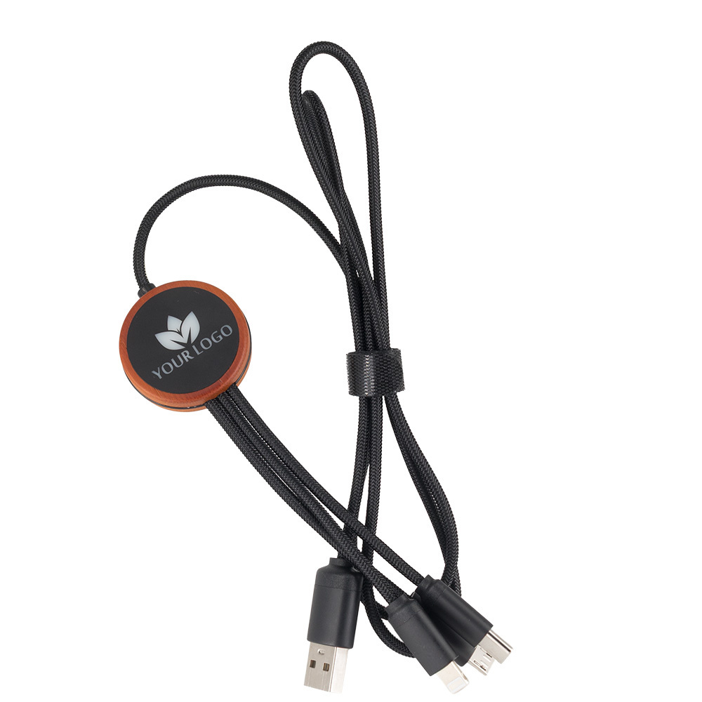 Logo trade promotional item photo of: Cable 3in1 with illuminated logo - LH-ZM04