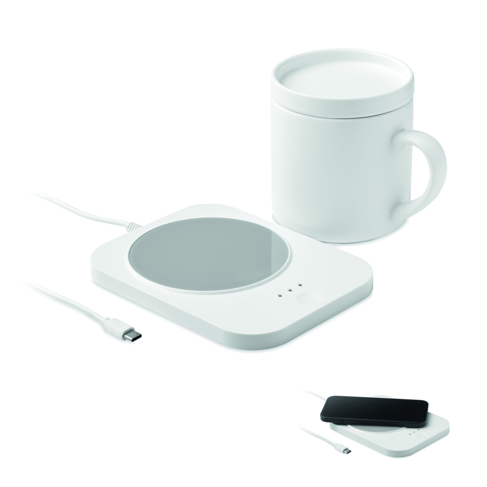 Logotrade promotional product image of: Wireless charger mug warmer set