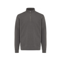 IQONIQ Elgon recycled cotton quarter zip sweater, anthracite