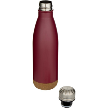 Logotrade promotional merchandise picture of: Cove 500 ml double wall vacuum insulated stainless steel water bottle with cork details