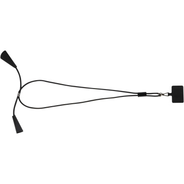 Logotrade promotional giveaway image of: Funi recycled plastic smartphone lanyard with built-in data sync and 100W fast charge 5-in-1 cable