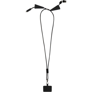 Logotrade corporate gift picture of: Funi recycled plastic smartphone lanyard with built-in data sync and 100W fast charge 5-in-1 cable