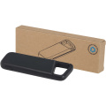 Alkes 5000 mAh 12W recycled plastic water resistant power bank with carabiner, Solid black