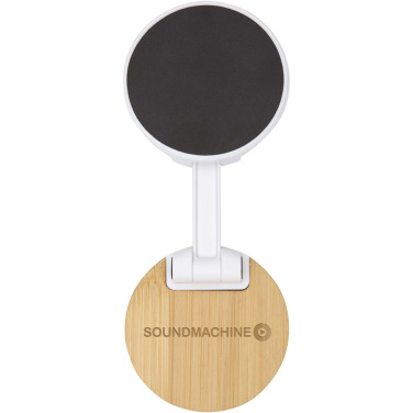Logo trade promotional giveaways image of: Alcor recycled plastic foldeable magnetic phone stand with bamboo details
