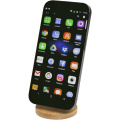 Alcor recycled plastic foldeable magnetic phone stand with bamboo details, Solid black