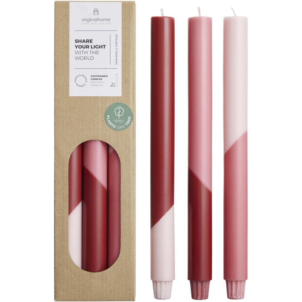 Logo trade promotional merchandise image of: Originalhome Eden diagonal candles - set of 3