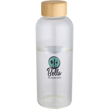 Logo trade advertising products image of: Mirage 650 ml single-walled borosilicate glass bottle with bamboo lid