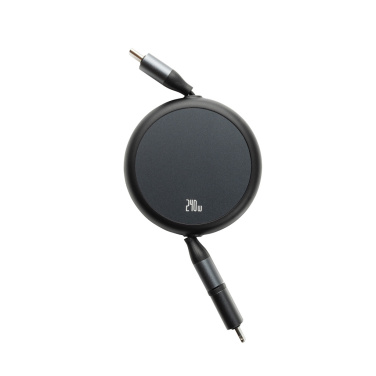 Logotrade promotional gift image of: Terra RCS recycled aluminium retractable 240W 2-in-1 cable