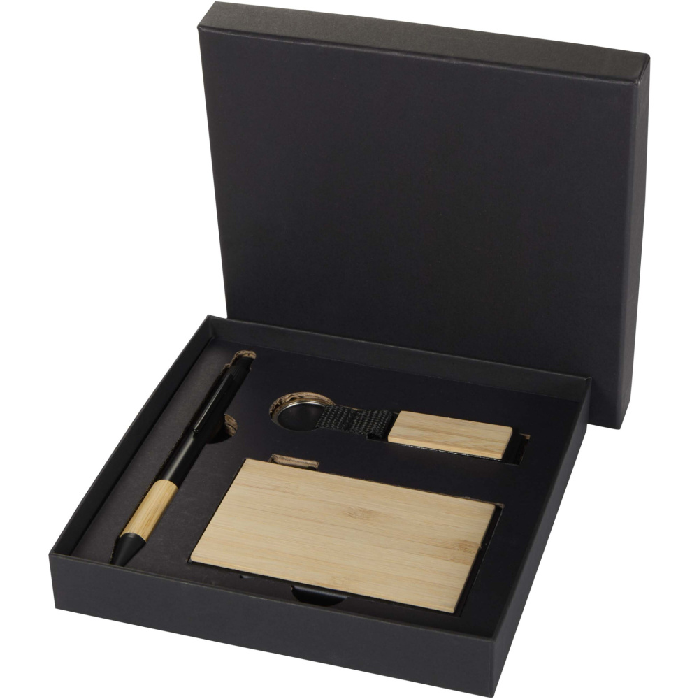 Logotrade business gifts photo of: Minka RCS recycled aluminium ballpoint pen, keychain and RFID card holder gift set