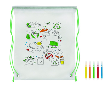 Logo trade corporate gifts image of: Non woven kids bag with pens