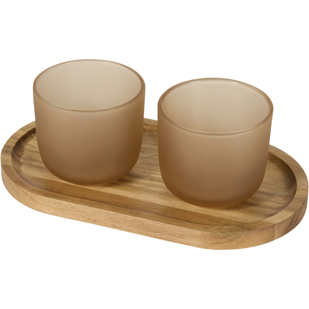 Logo trade promotional giveaways picture of: Male wooden serving tray and glass cups set