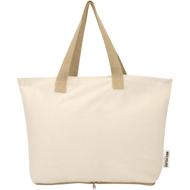 Logo trade advertising products image of: Sierra 140 g/m² GRS recycled foldable cotton tote bag 7L