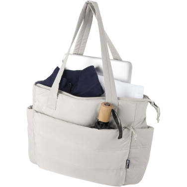 Logo trade corporate gifts image of: Puffer 15.6" GRS recycled laptop tote bag 18L