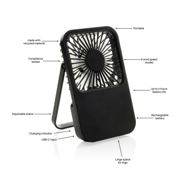 Logotrade business gifts photo of: Aervina RCS recycled plastic re-chargeable desk fan