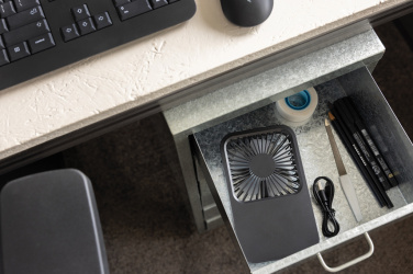 Logo trade business gifts image of: Aervina RCS recycled plastic re-chargeable desk fan