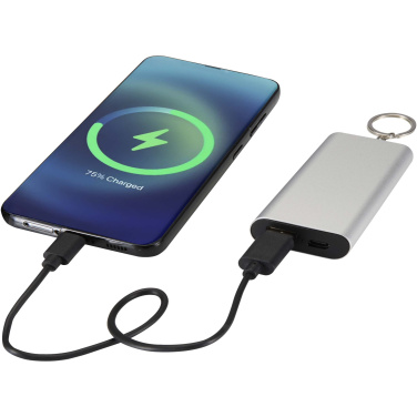 Logotrade advertising products photo of: Arcturus 2000 mAh recycled aluminium power bank with keychain