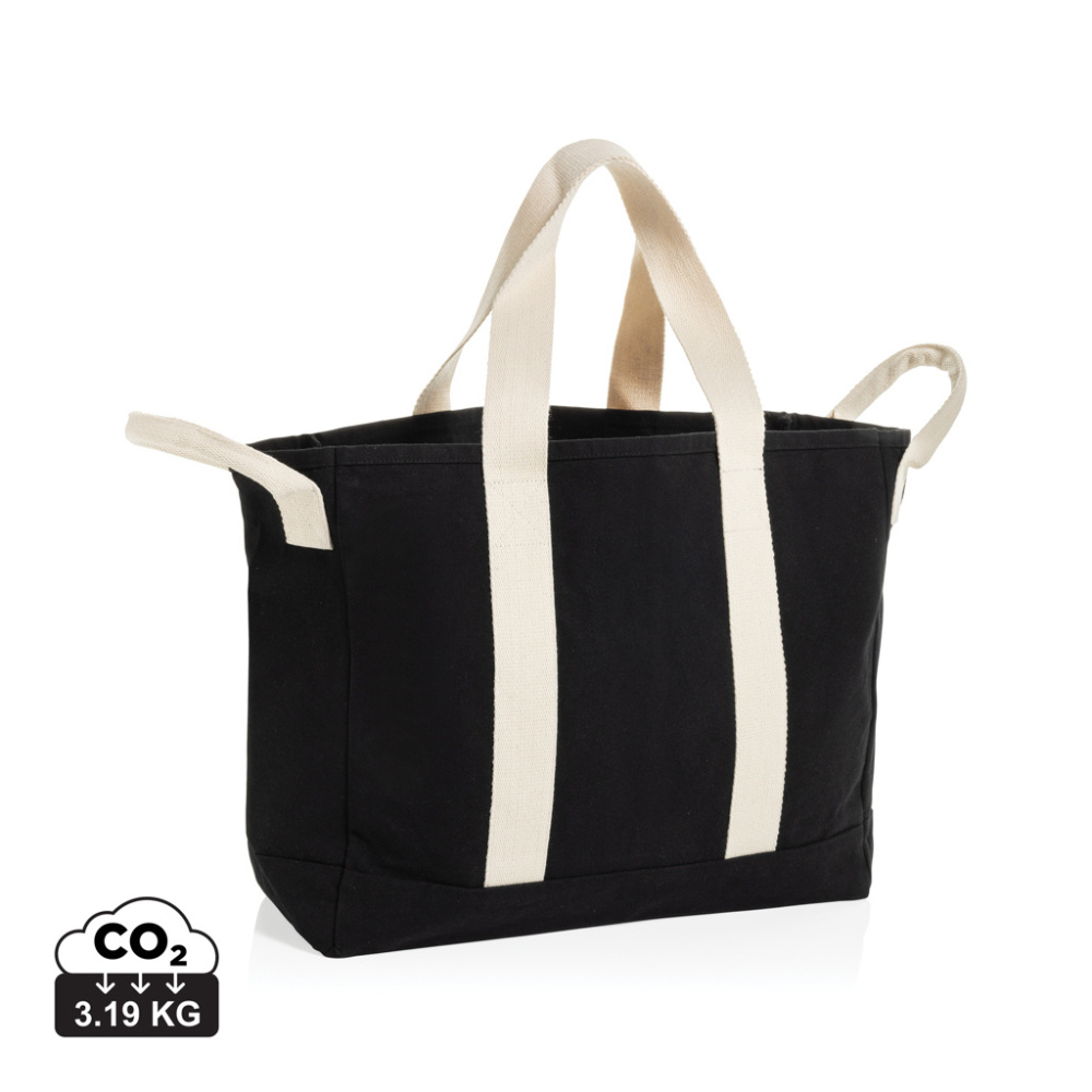 Logo trade business gifts image of: BEAU AWARE™ Beach bag 400gsm recycled canvas, with side hand