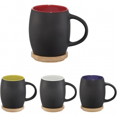 Logotrade reklaamkingi foto: Kolde 400 ml keraamiline kruus puidust alusega
