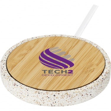 Logo trade firmakingi pilt: Terrazzo 10W juhtmevaba bambusest laadimisalus