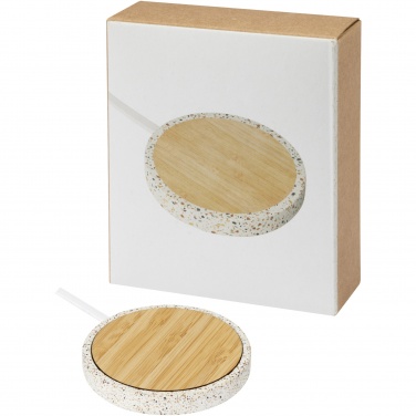 Logo trade firmakingi pilt: Terrazzo 10W juhtmevaba bambusest laadimisalus