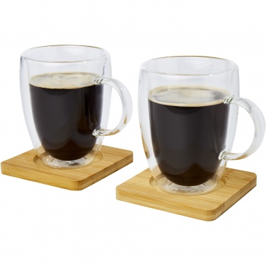 Logotrade meened pilt: Manti 2-osaline 350 ml topeltseinaga klaasist tass bambusest alusega 