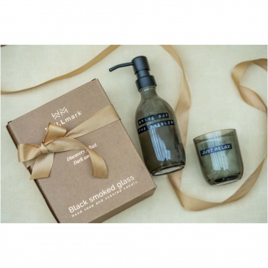 Logo trade ärikingitused foto: Wellmark Discovery 200 ml käteseebi dosaator ja 150 g lõhnaküünla komplekt - tume merevaigu lõhn