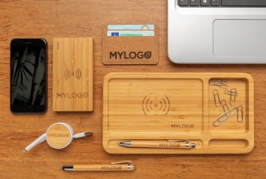 Logo trade reklaamkingituse pilt: Bambusest 4000 mAh juhtmevaba 5W akupank