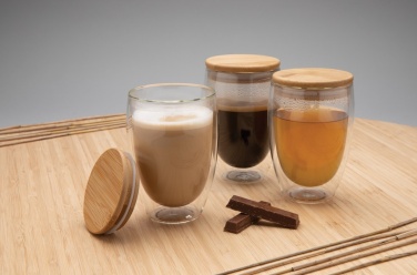 Logotrade reklaamkingi foto: Borosilikaatklaas bambuspuidust kaanega 350 ml