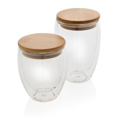 Logotrade reklaamkingituse foto: Klaaside komplekt bambusest kaanega 350 ml