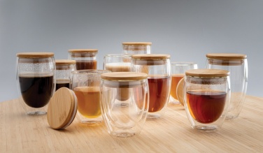 Logotrade reklaamkingituse foto: Klaaside komplekt bambusest kaanega 350 ml