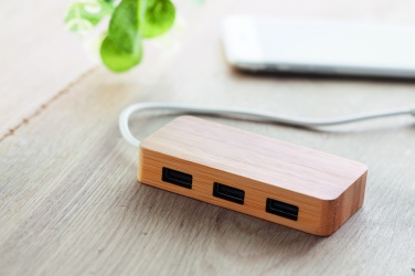 Logo trade reklaamkingituse pilt: Bambusest USB 3 pordiga jaotur