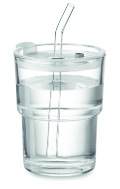 Logotrade reklaamkingituse foto: SIP klaasist joogitops kõrrega 400ml