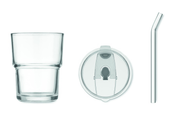 Logotrade meened pilt: SIP klaasist joogitops kõrrega 400ml