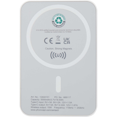 Logo trade reklaamkingi pilt: Acrab 5000 mAh 15W magnetiline juhtmevaba varupatarei koos 20W PD-ga - valmistatud taaskasutatud plastist