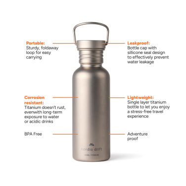 Logo trade reklaamtoote pilt: Nordic Drift Trail Ultra Light Titanium 600ml veepudel