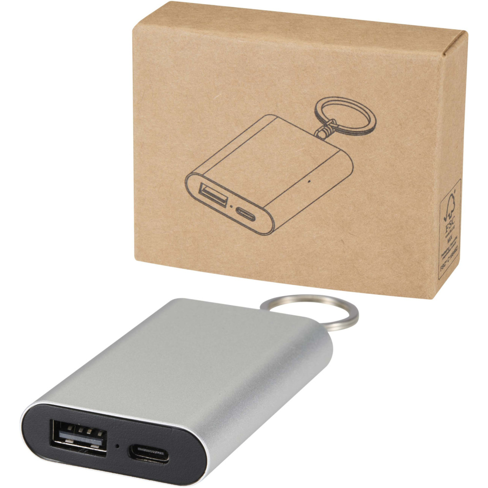 Logotrade reklaamkingi foto: Arcturus 2000 mAh taaskasutatud alumiiniumist akupank võtmehoidjaga