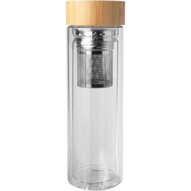 Logo trade liikelahja mainoslahja tuotekuva: Bailey 400 ml:n borosilikaattilasinen infuusiopullo bambukannella